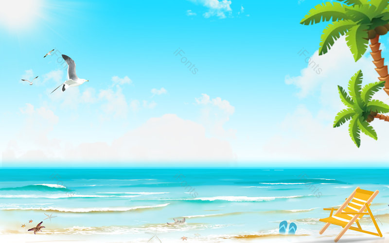 蓝天卡通手绘大海夏天夏日主题背景,插画/手绘图,插画/手绘图库,插画/手绘图下载,插画/手绘